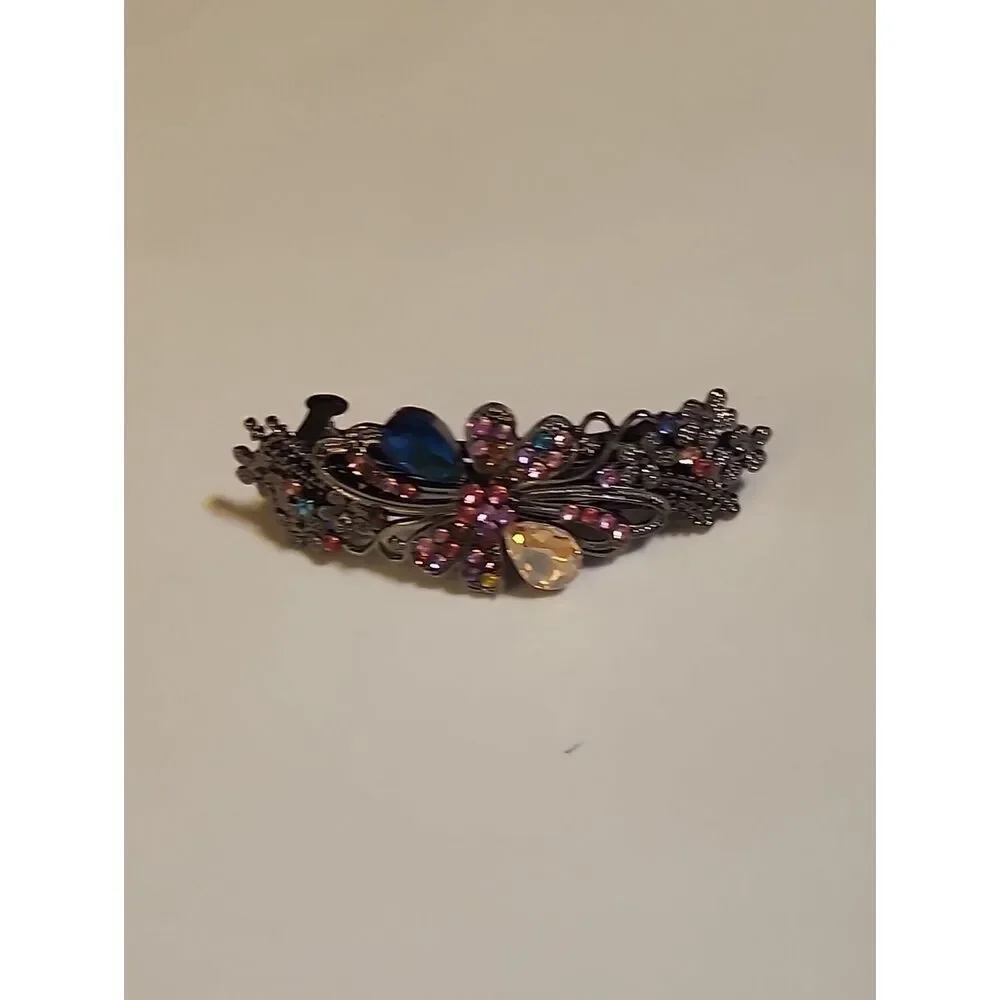 Multicolor Crystal Floral Hair Clip